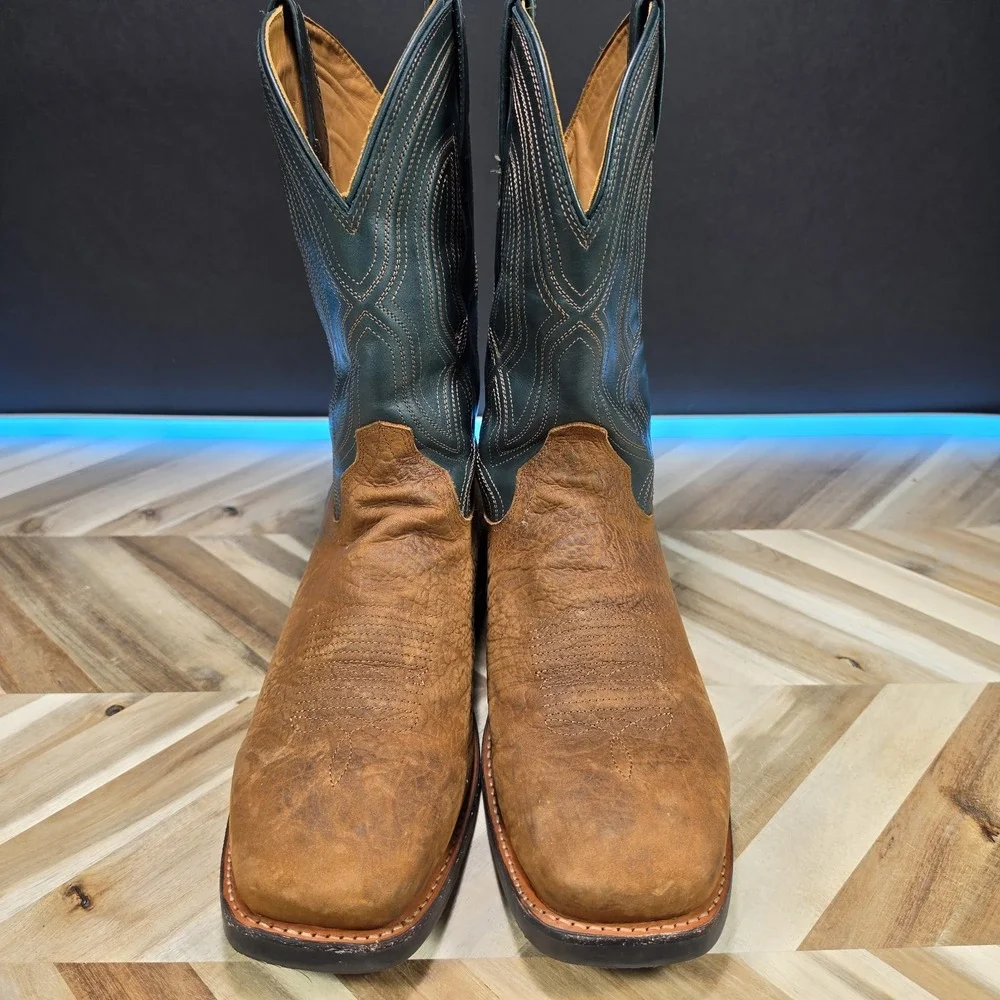 Tecovas The Midland Work Boots Men 14 D Ochre Green Leather Square Toe